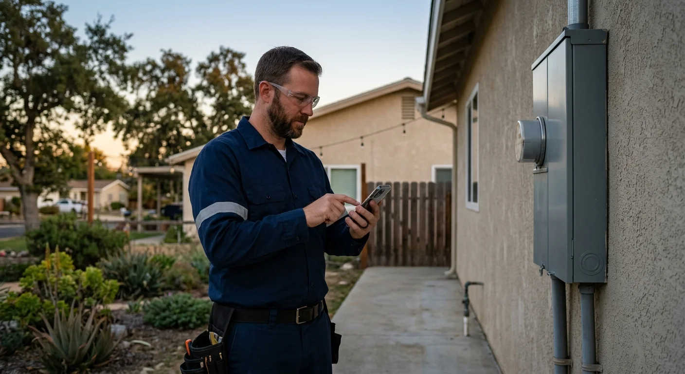 Ramona homeowner calling for help beside a closed electrical panel